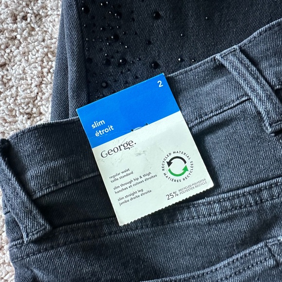 George Women's Gray Rhinestone Straight Leg Jeans - Picture 5 of 5